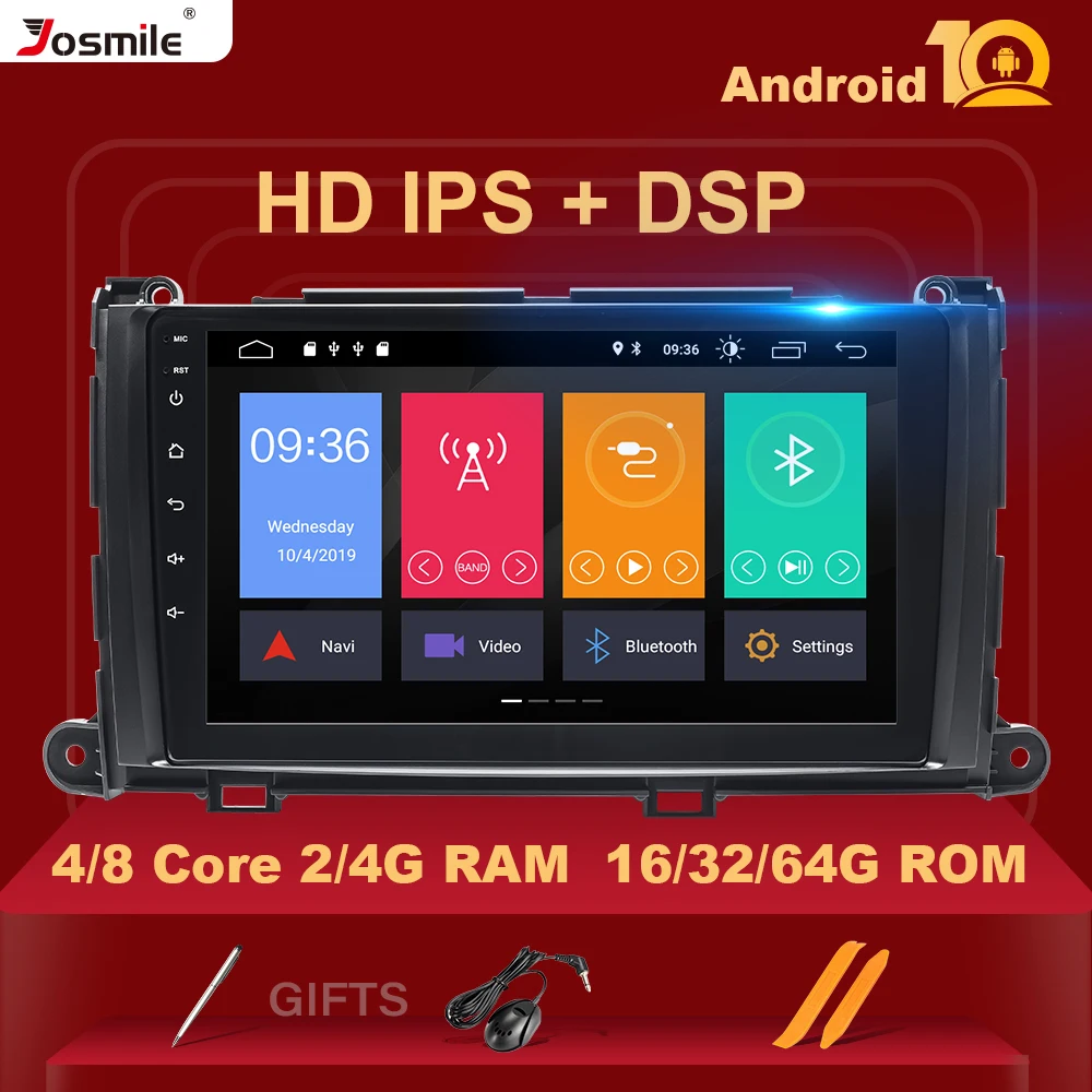 Автомагнитола 2 DIN Android 10 IPS 4GBRAM 64 Гб ROM GPS для Toyota Sienna навигация стерео сенсорный