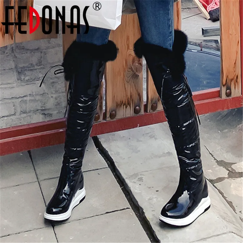 Женские длинные сапоги FEDONAS Черные Сапоги выше колена из качественной