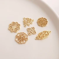 high quality copper plated hollow lace geometry charms connector 2pcslot for diy jewelry necklace making accessories