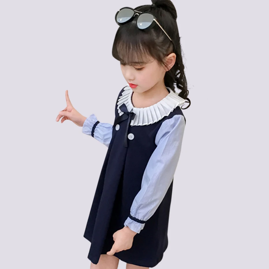 Новые платья для девочек приталенные трапециевидной формы лоскутное платье в