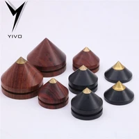 4pcs yivo hifi hi end speaker wood copper shock absorber isolation feet brass cone cd amplifier stand