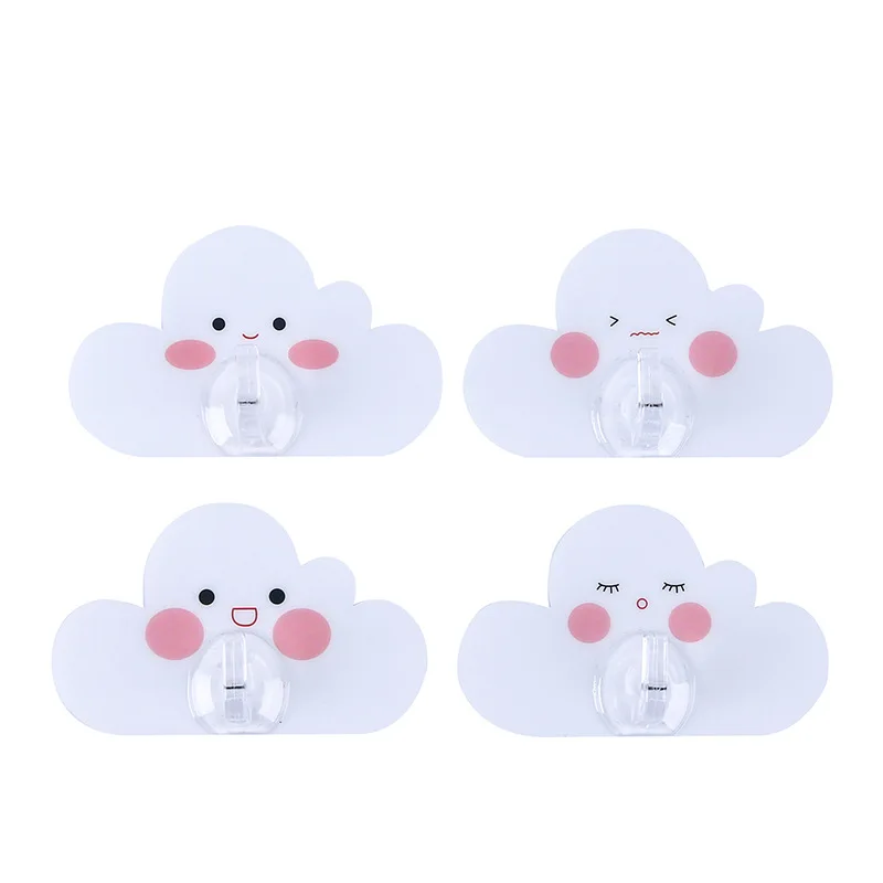 4 шт./компл. сильный самоклеющиеся Вешалки крючки станок и облака Форма двери