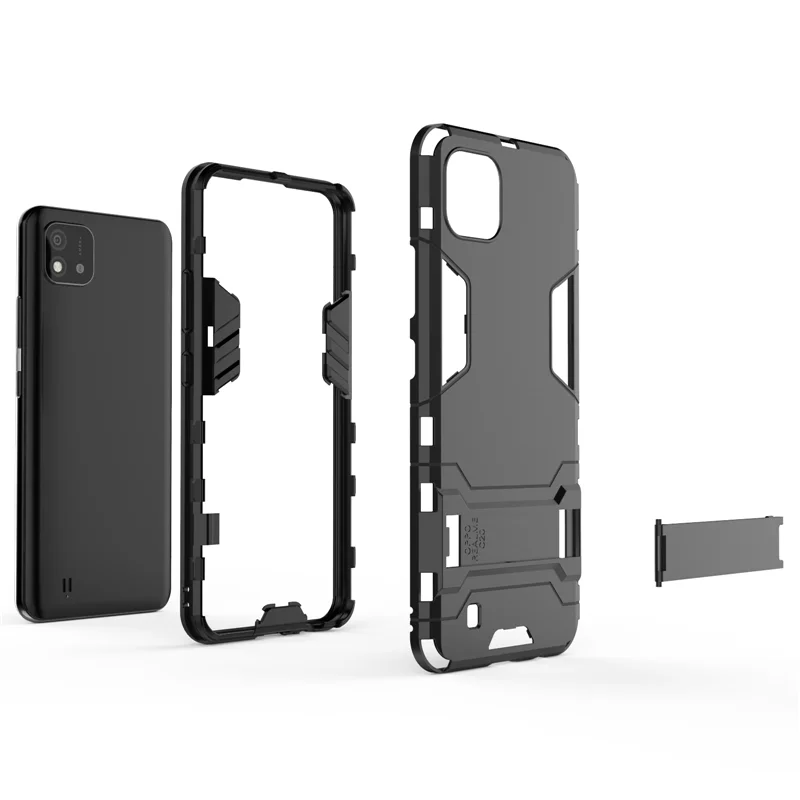 for cover oppo realme c11 2021 case shockproof tpu bumper robot stand holder armor back phone cover realme c11 2021 case fundas free global shipping