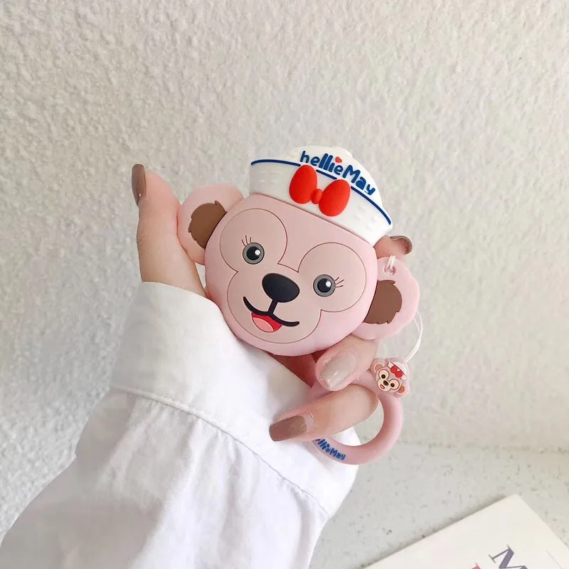 Pink Bear Для AirPods случае 3D мультяшный наушник чехол для Apple Airpods 2 забавные интимные аксессуары защитную крышку с палец кольцо ремень - Цвет: Pink Bear