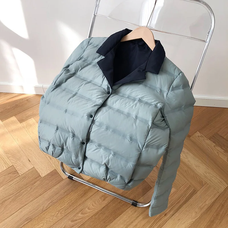 2019 Женское зимнее пальто с длинным рукавом и стоячим воротником белое пуховое