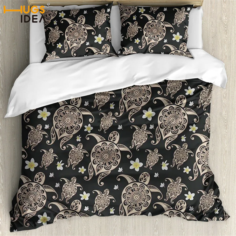 

HUGSIDEA новейший домашний текстиль Гавайская черепаха с плюмерией дизайн двойной размер Комплект постельного белья белый пододеяльник компл...