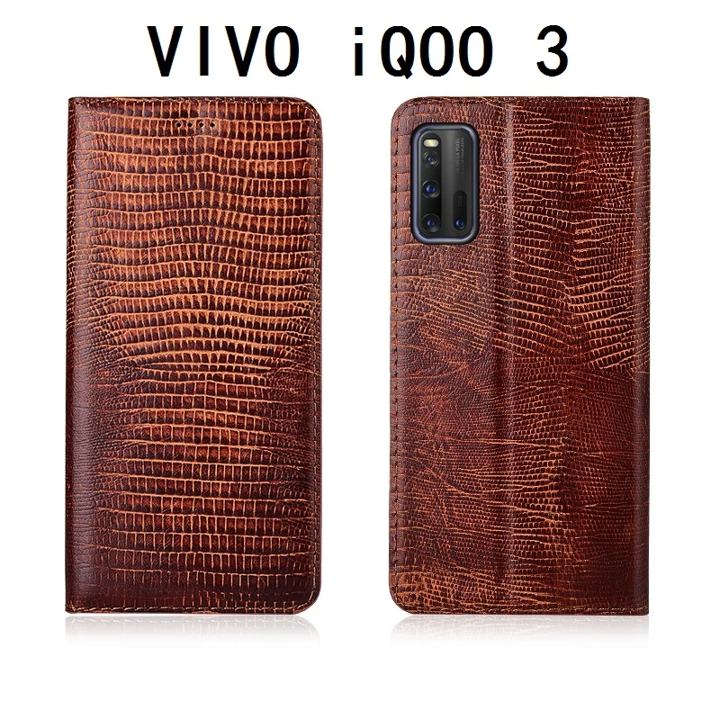 

Lizard Pattern Genuine Leather Phone Case Funda For VIVO IQOO Pro 5G Case For VIVO IQOO 3 5G Phone Covers Card Slots Holder Capa