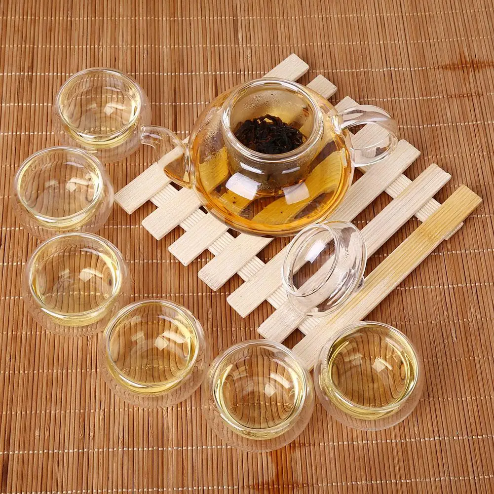 

800ml Tea Set Sarafe Set Glass Pot Cup Double Wall Borosilicate