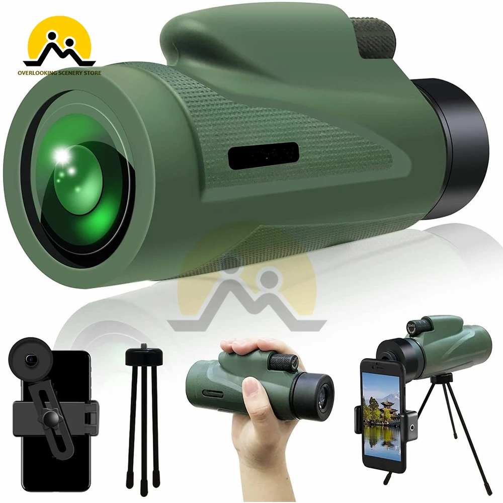 Бинокль высокой мощности 12X50 водонепроницаемый Монокуляр с зумом подходит для