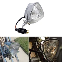 1pc 12v 55w motorcycle headlight universal retro triangle headlight moto headlamp for harley chopper cruisers bobber cafe racer