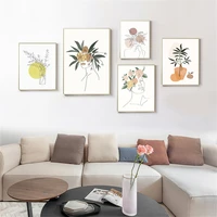 abstract women head flower poster leaf floral wall art prints sun moon canvas painting nordic pictures living room home decor
