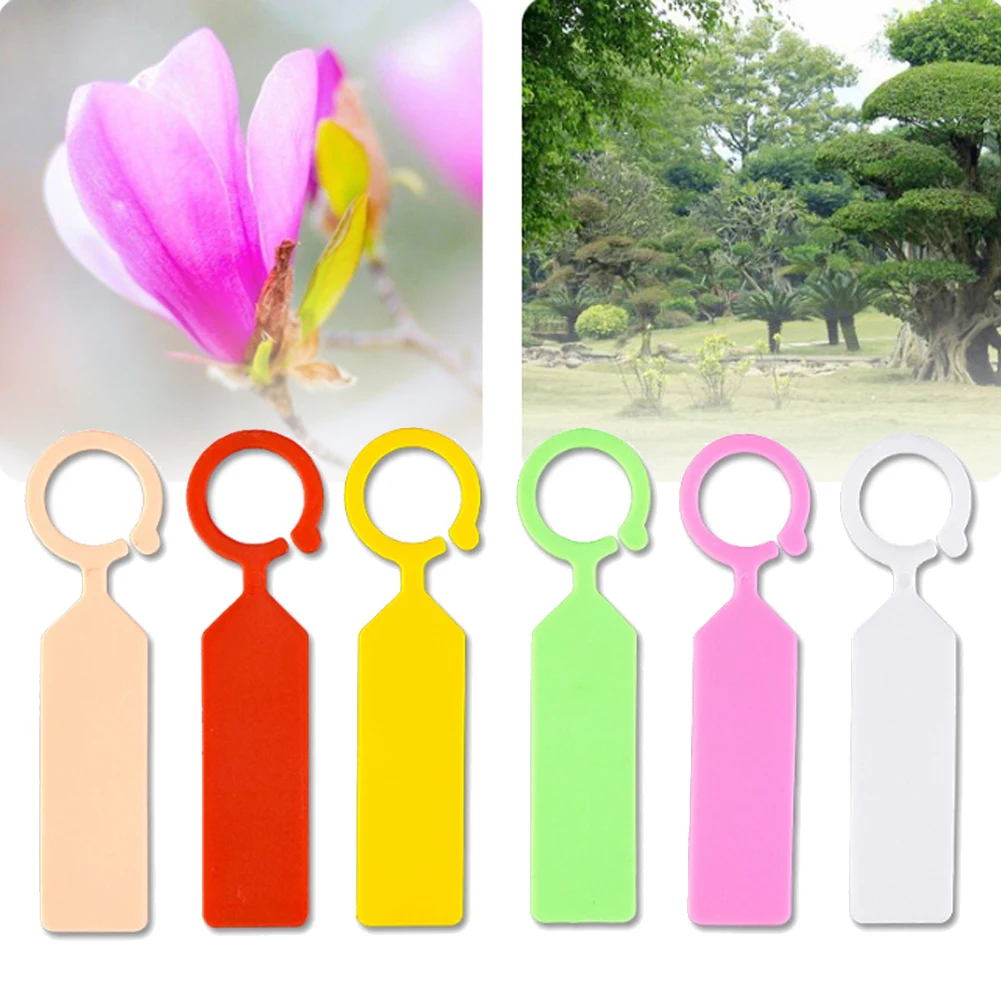 

100 Pcs Ring Plastic Hanging Labels Garden Plant Pot Markers Reusable Waterproof Thick Hook Tree Tags Decoration Tool