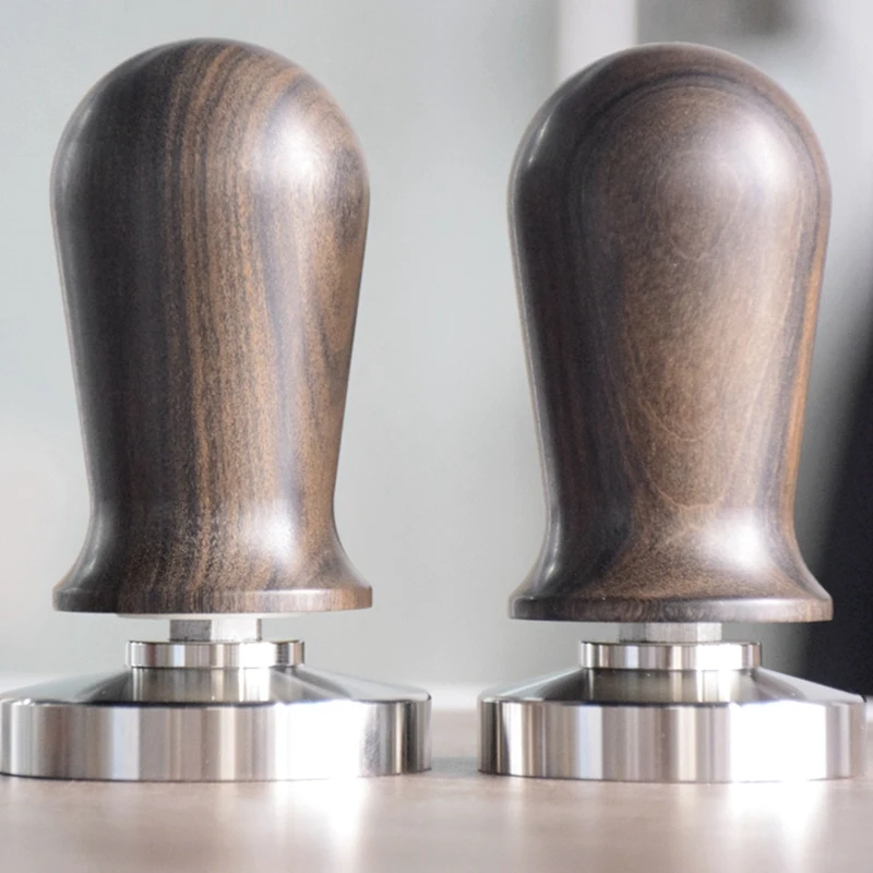 

Chacate Preto Wood Handle Coffee Press Tamper Powder Hammer Stainless Steel Base Guibourtia Wood Barista Espresso Tamper 58Mm