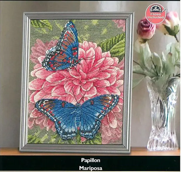 

45819 Набор для вышивки крестиком бабочка на розовом цвете 30-35 Набор для китайской вышивки крестиком наборы для вышивки крестиком тканевая ни...