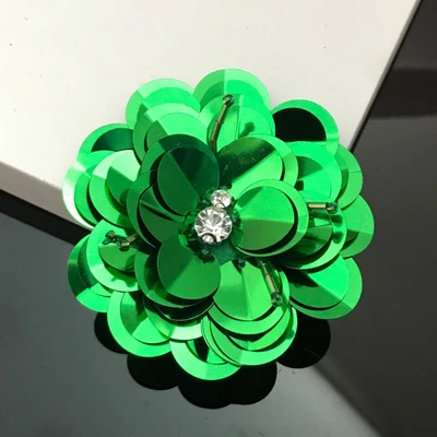 light green Вышитая бисером аппликация нашивки модные блестки вышивка ткань цветок патч для одежды parches Брошь со стразами - Цвет: light green