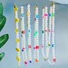 Ожерелье женское, акриловое, со смайликом, бусинами и глазами