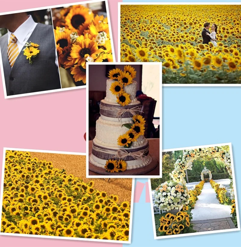 Flone искусственные головки цветов желтый декор в виде подсолнечника Имитация