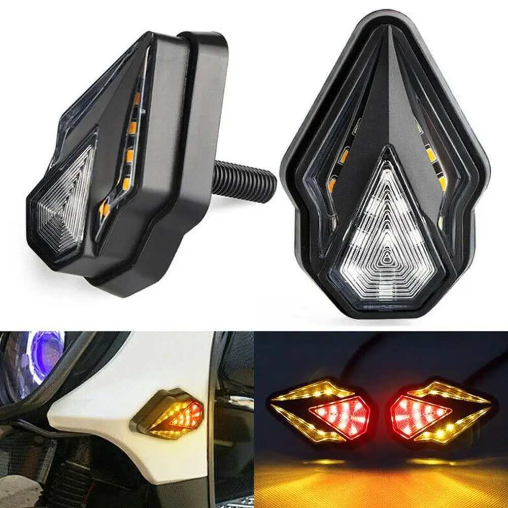 

2PCS LED Motorcycle Turn Signal Lights Universal Blinkers Side Mount Red Amber Indicators Brake DRL Indicator Light Blinkers