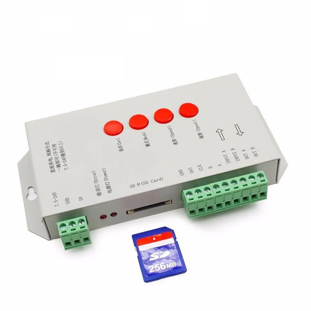 SD Card пикселей контроллер WS2801 WS2811 WS2812B LPD6803 светодиодный 2048 Пиксели DC5 ~ 24V T 1000S