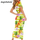 Женское сексуальное облегающее платье с коротким рукавом, с изображением тропического ананаса и гибискуса, для девочек-подростков, 2020, стильная Роба