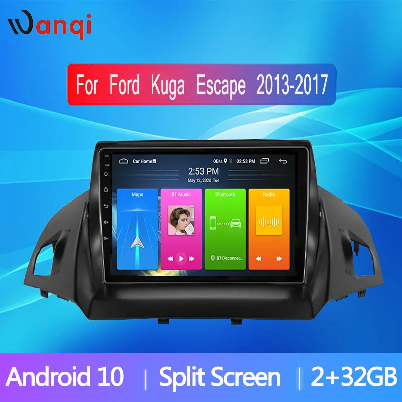 Wanqi 9 &quotAndroid 10 RDS сплит экран GPS навигация для Ford Kuga Escape 2013 2014 2017 стерео Мультимедиа