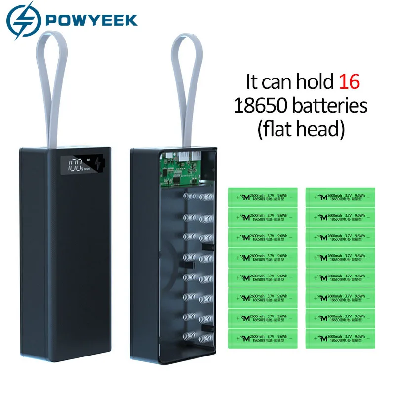 16*18650 Battery Storage Box 10W PD QC3.0 Quick Charge DIY Power Bank Case Fast Wireless Charging 18650 Holder |
