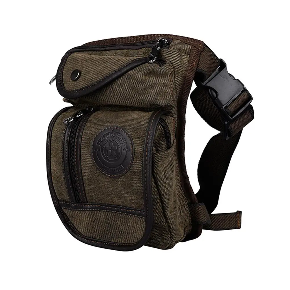 

Motorcycle Waist Bag Canvas Drop Leg Bag Pouch Brown