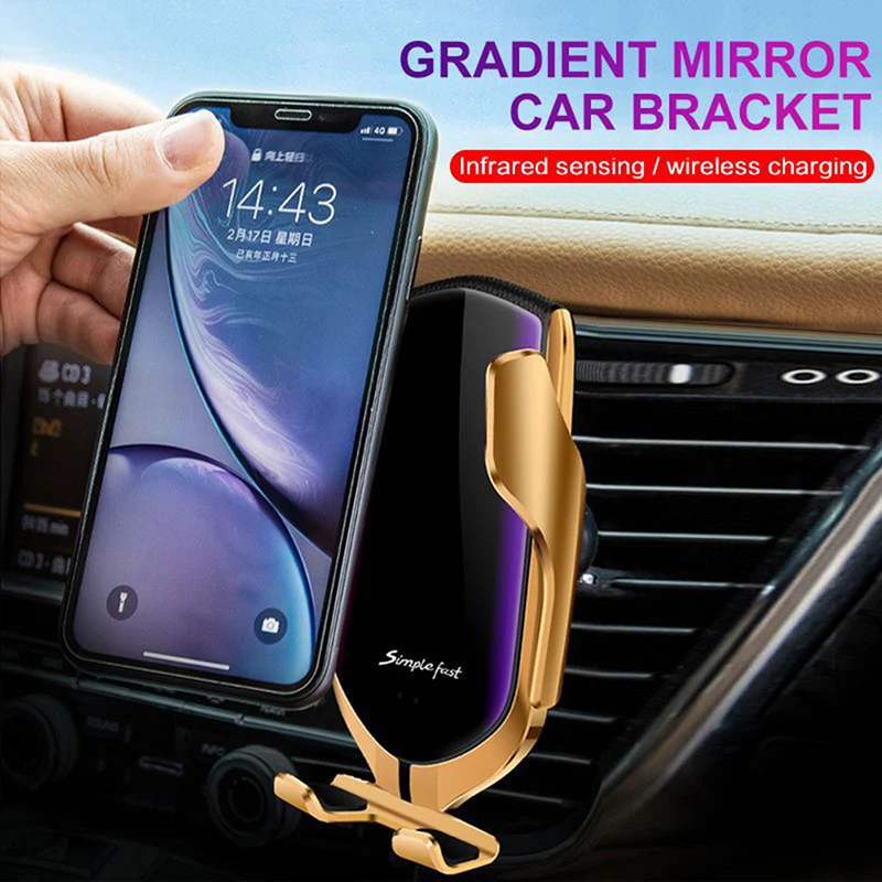 Dropship Automatic Clamping 10W Car Wireless Charger For iPhone Android Infrared Induction Qi Wireless Charger Car Phone Holder