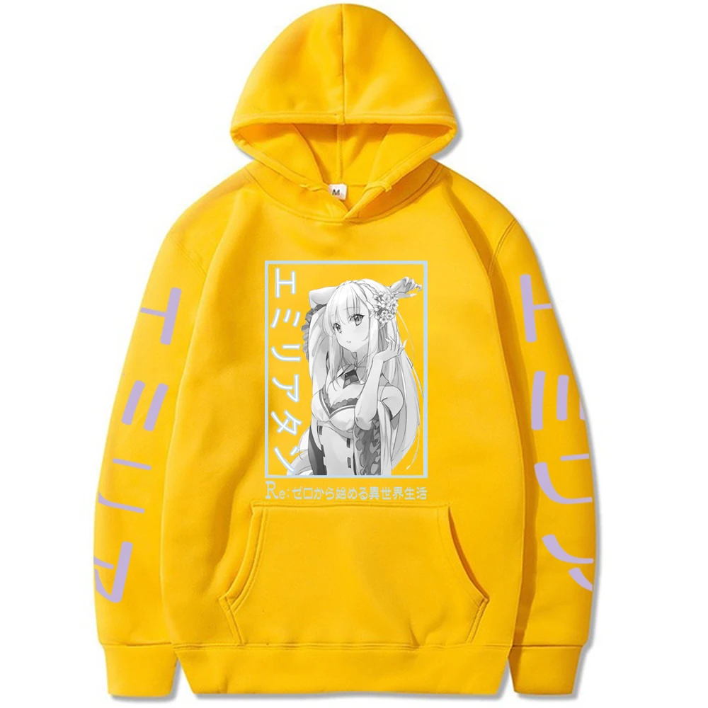 Горячая Harajuku аниме Emilia Толстовка Re:Zero жизнь в другой мир забавные E.m.t манга