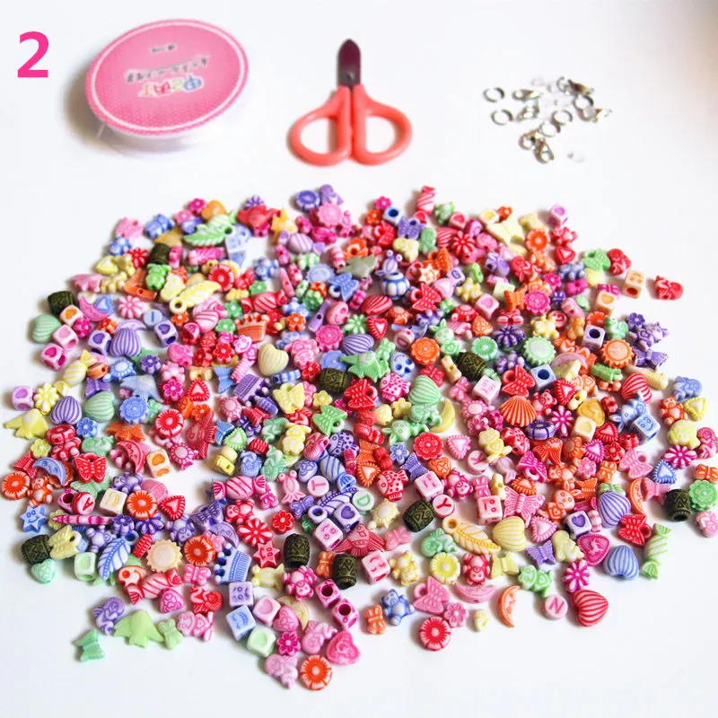 2 100 г/компл.(300-400beads) поезд упражнения для глаз Пластик набор аксессуаров DIY игрушки кольца ювелирные изделия ручной работы для детей раннего Educatinon подарки для девочек - Цвет: 2