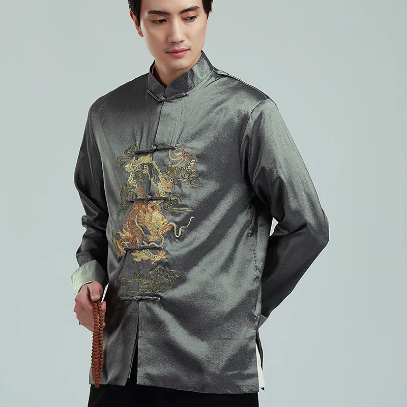 Мужская блузка с вышитым драконом в традиционном китайском стиле костюм ханьфу