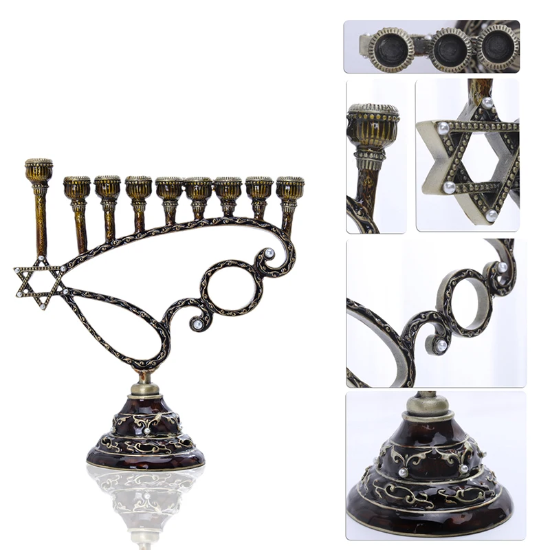 H& D 5 стилей Иудейская Менора Античная коллекция Hanukkah Menorah Статуэтка ручная роспись подсвечник держатель для дома вечерние украшения подарок