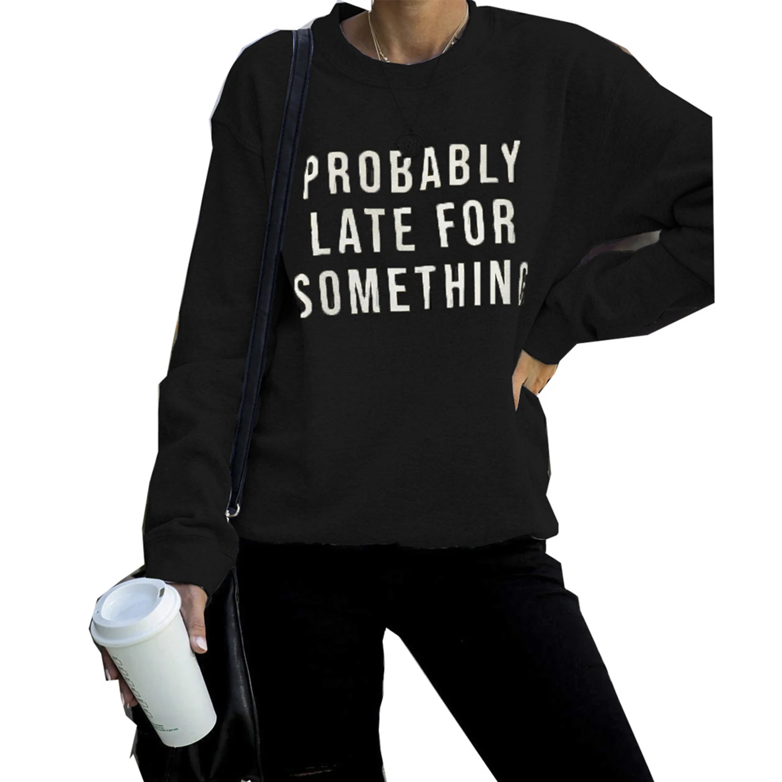 

2020 women's plus size letter print top, women's solid color applique autumn long sleeves