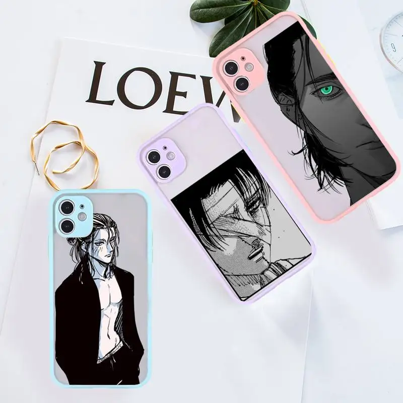 

Attack on Titan Phone Case For iPhone 12 11 Mini Pro XR XS Max 7 8 Plus X Matte transparent Purple Back Cover
