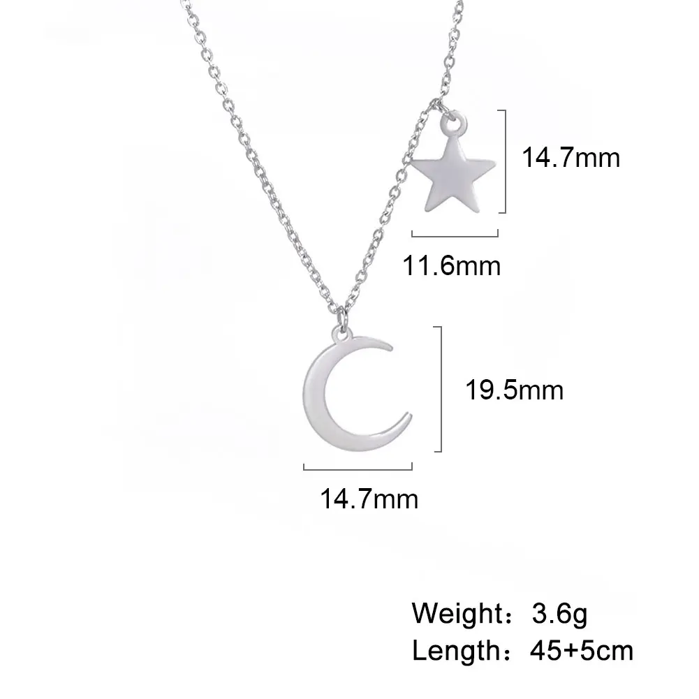 

My Shape Star Moon Stainless Steel Pendant Necklace for Women Girls Link Chain Aesthetic Choker Necklaces Fashion Jewelry 2021