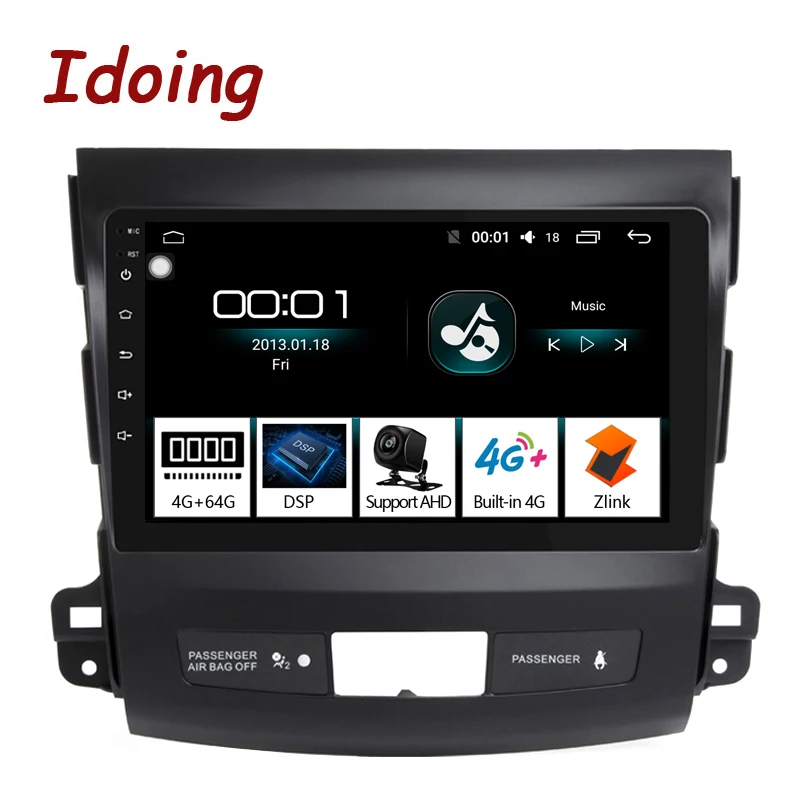 Автомобильный мультимедийный плеер Idoing 9 &quot 4G + 64G 2.5D IPS 8 ядер Android радио для Mitsubishi