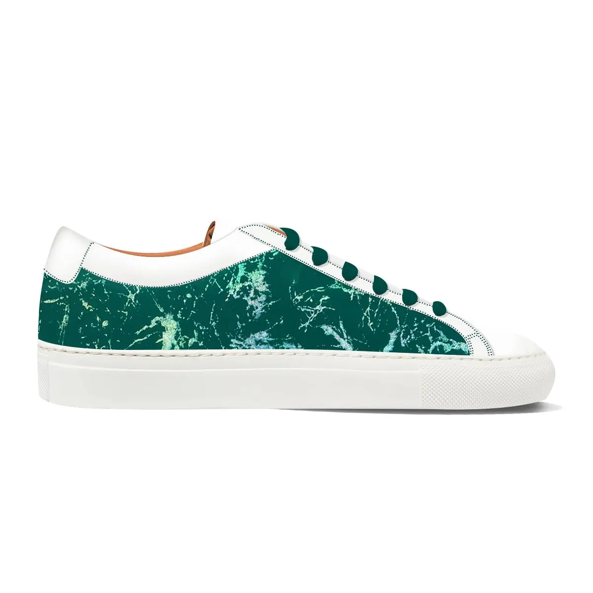 

Men Designer Sneaker Marbling Fashion Stylish Handmade Personality Rubber Sole Green White New Classic Luxury Brand Shoes