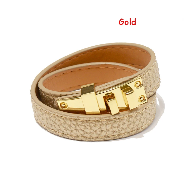 PU Women Bracelet Candy Color Double Layer Punk Style Leather &Bangle Suited Wrist About 17cm Drop shipping | Украшения и