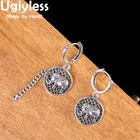 Женские серьги-кольца из тайского серебра, с асимметричными кисточками