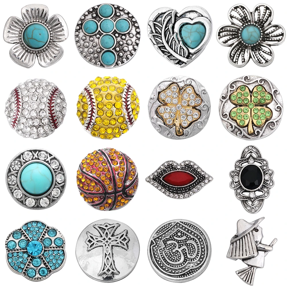 

5 шт./лот смешанные цвета красивые металлические защелкивающиеся пуговицы с кристаллами для бейсбола 18 мм 20 мм браслеты-ободки женские ювел...