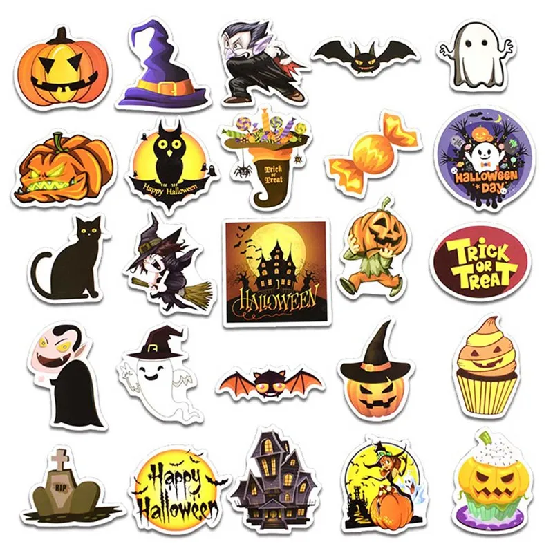 

25Pcs Ghost Pattern Stickers for Halloween Scrapbook Stationery Stickers Halloween Pumpkin Kids Children Graffiti Stickers