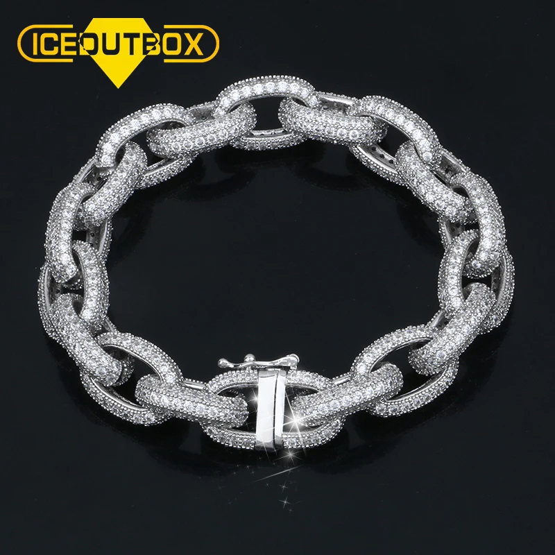 

10mm Exaggerated Punk Thick Cuban Link Chain Bracelets For Men's Hip Hop Jewelry AAA+ Cubic Zirconia Drop Shopping Crystal Gift