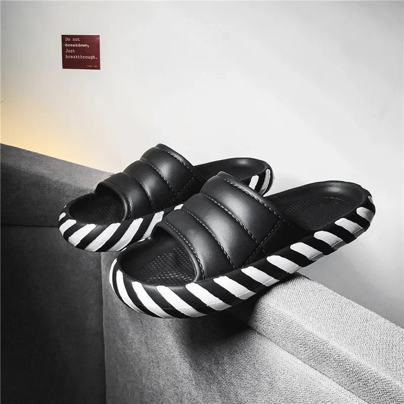 

Zebra Crossing EVA Thick Soled Slippers for Men's Summer Indoor Home Couples Cool Slippers Women Non Slip Lightweight Home Shoes