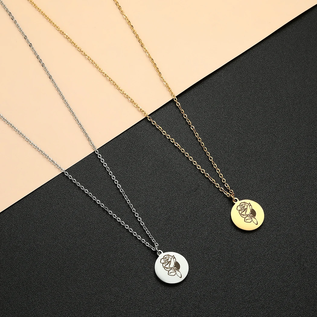 Ожерелье-чокер женское из нержавеющей стали с кулоном в виде ботанического