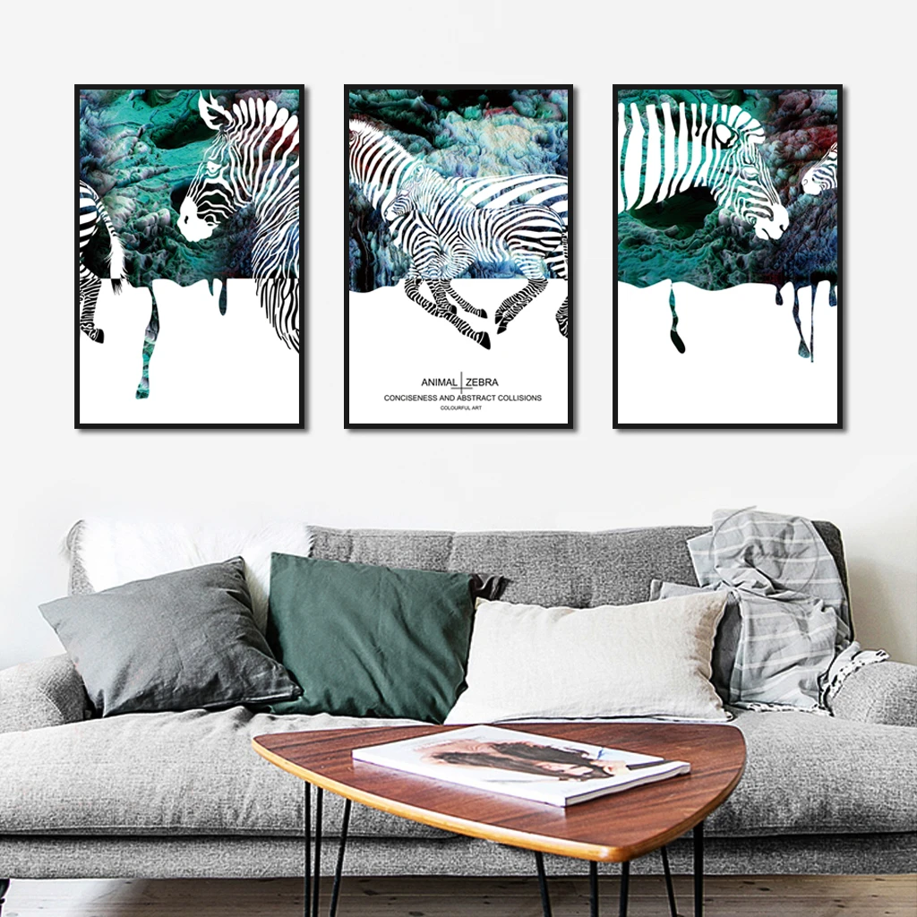 

Modern Nordic Style Zebra Animal Canvas Painting Silhouette Posters and Prints Unframed Hanging Wall Art for Living Room