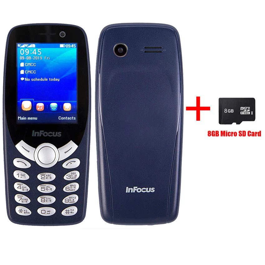 Blue Add 8GB card InFocus IF9012 русская клавиатура мобильный телефон 2,4 дюймов gsm 1800 мАч кнопочный дешевый разблокированный двойной sim фонарик мобильный телефон - Color: Blue Add 8GB card