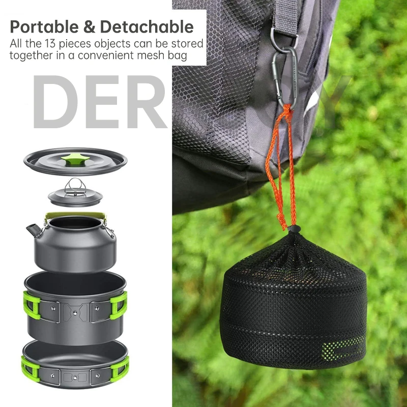 Набор посуды для кемпинга портативный набор готовки на открытом воздухе легкие