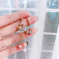juwang luxury 14k real gold plated stud earrings for women cubic zirconia mosaic asymmetry cherry earrings fashion jewelry