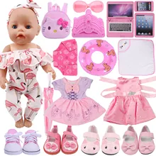 Doll Clothes Flamingo Kitty Pepa Pig George Dsiney Elsa Dress Shoes For 18 Inch American of Girl&43CM Reborn Baby New Born Doll