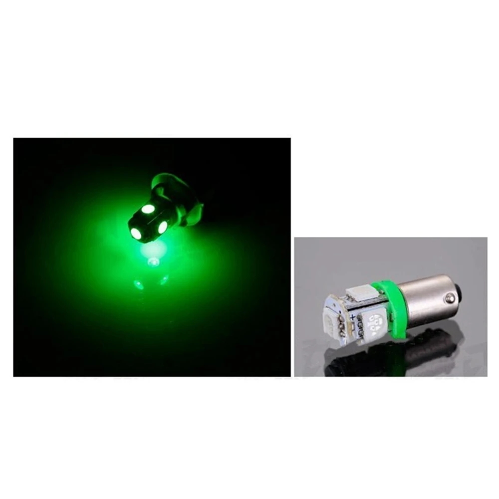 Зеленый 5 шт./компл. автомобиля Габаритные фары Ba9S T4W Smd 5050 5 СВЕТОДИОДНАЯ башня 96 люмен Клин лампочки Led Dc12V - Название цвета: Зеленый
